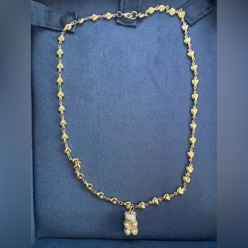 Crystal Haze Gold Nostalgia 3D Pave Bear Heart chain Necklace - Picture 12 of 17